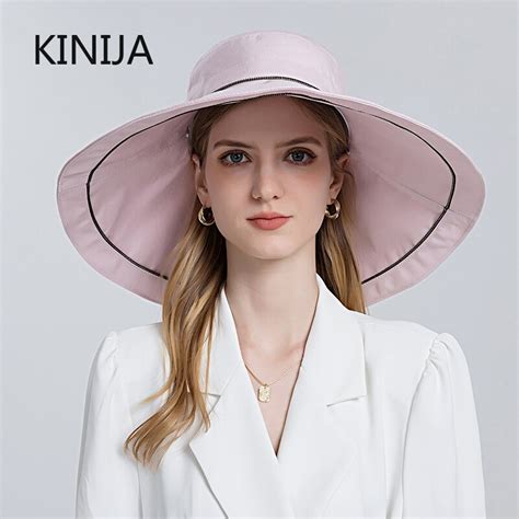 Sun Hat For Women Summer Korean Uv Bucket Hat Elegant Lady Wide Brim