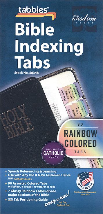 Bible Indexing Tabs Bible Tabs Catholic Edition Rainbow 10 Pack Engli