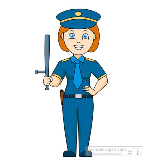 Occupation Clipart Female Police Officer Holding A Baton Classroom Clipart