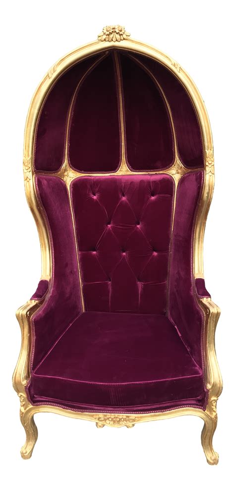 French Burgundy Velvet Balloon Throne Chair on Chairish.com | Chair, Throne chair, Queen chair