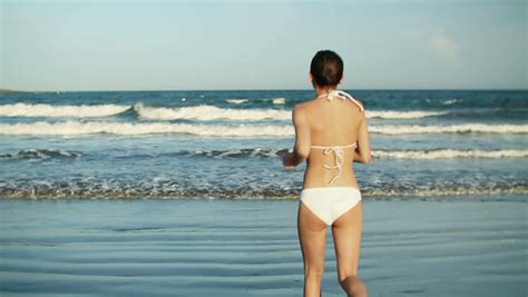 Sexy Woman In Bikini Walk And Stand On Beach Slow Motion Stock Footage Video 2119118 Shutterstock
