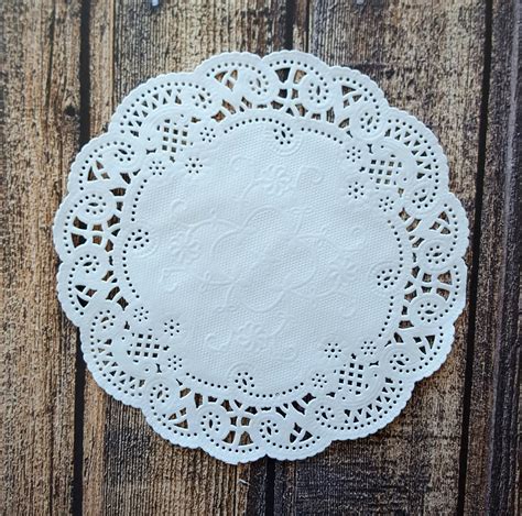 50 French Lace Round Paper Doilies 6 Inch White Doily