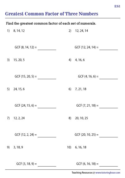 Gcf Worksheets 2 And 3 Numbers