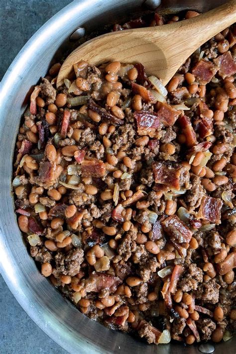 Add brown sugar and mustard to taste. Cowboy Beans | Baked Beans Recipe with Bacon and Ground ...