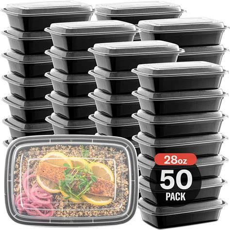 50 Pack Meal Prep Plastic Microwavable Food Containers For Meal
