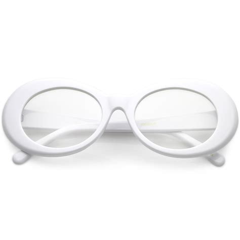 Large Clout Goggles Thick Oval Eyeglasses Clear Lens 53mm White