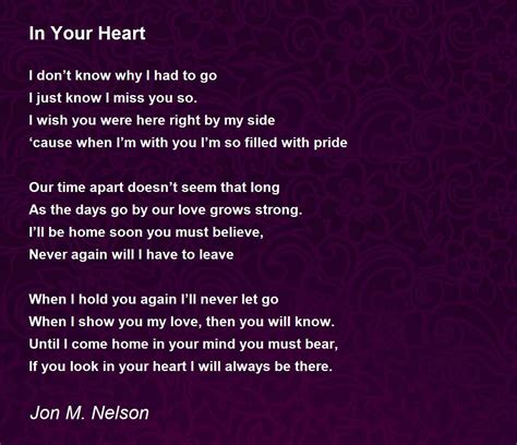 In Your Heart In Your Heart Poem By Jon M Nelson