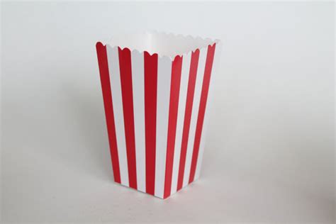 Red Striped Popcorn Box Pop Corn Scoop Red Favor Box Party