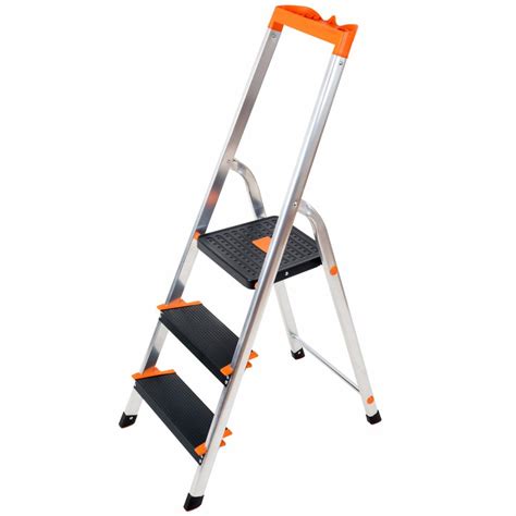 Tatkraft Adamant Aluminium 3 Step Folding Ladder Anti Slip Steps And