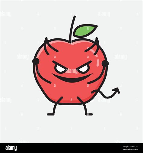 An Illustration Of Cute Apple Fruit Mascot Vector Character In Flat