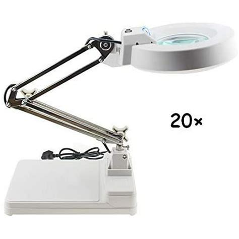Techtongda 20x Magnifier Light Amplification Table Lamp Led Daylight Bright Magnifying Glass For