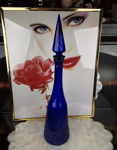 Cobalt Blue Vintage Glass Genie Bottle Decanter Beautiful Perfume Bottle Genie Bottle Glass