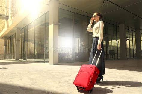 Woman With Luggage Stock Photo Image Of Luggage Street 67526224