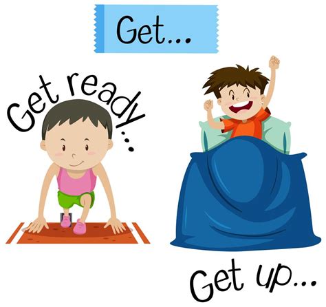 Wordcard For Get Ready And Get Up 304385 Vector Art At Vecteezy