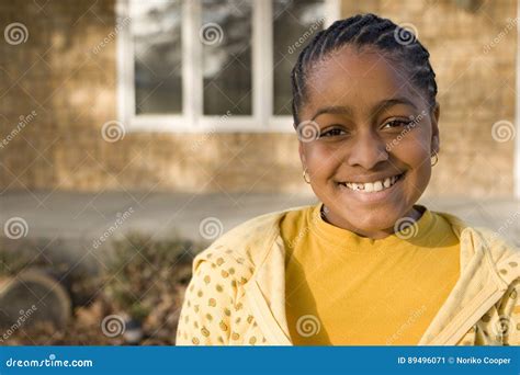 Happy African American Young Girl Smiling Outside Stock Image Image