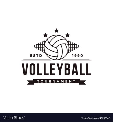 Vintage Volley Club Tournament Volleyball Logo Vector Image