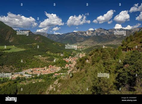 Llobregat Valley Guardiola De Berguedà And Bagà Villages Seen From The