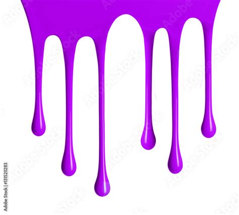 Violet Paint Dripping Isolated Over White Background Stock Photo And