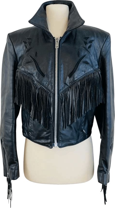 Vintage 80’s Black Leather Fringe Motorcycle Jacket By All American Rider Jack Shop Thrilling