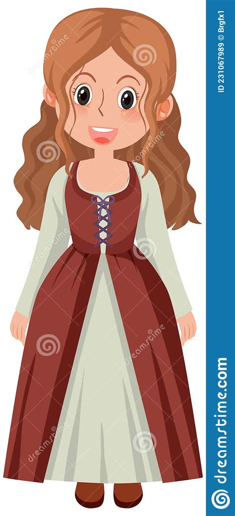 Female Medieval Historical Cartoon Characters Stock Vector