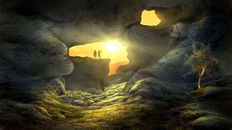 2560x1440 Fantasy Landscape Cave Human 1440p Resolution Hd