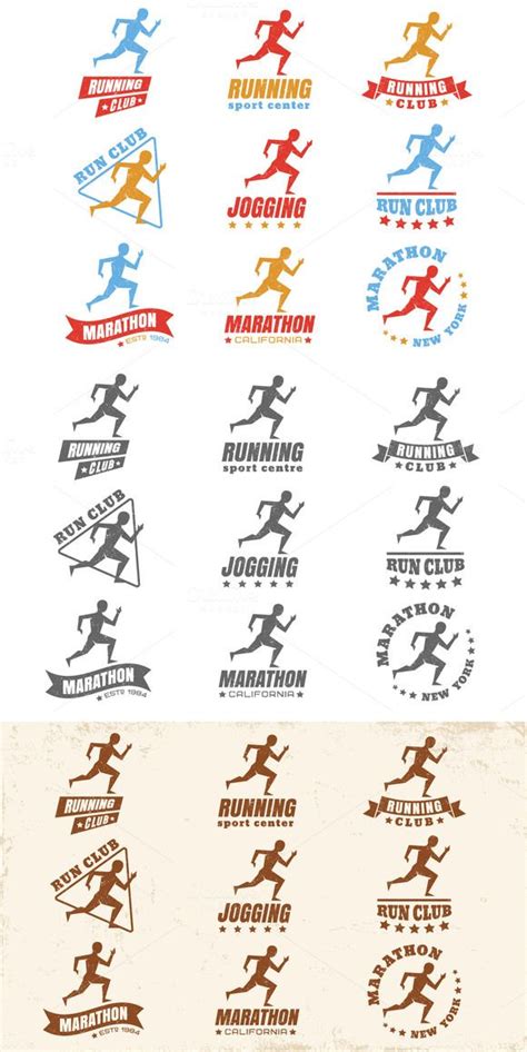 Run Sport Club Logo Templates Set Emblems Vector Image On Vectorstock