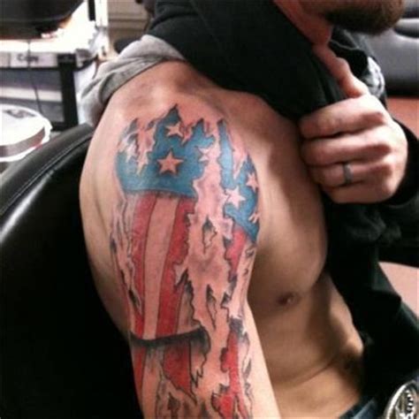 Black and white usa flag with eagle and banner tattoo on man right. torn american flag tattoo black and white - Google Search ...