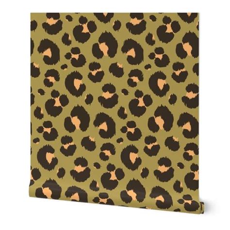 Green And Orange Leopard Print Wallpaper Spoonflower