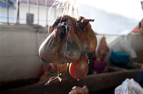 Criadilla Testicles For Sale Hang Tied With Human Hair On Dispaly At