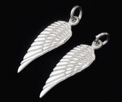 2 Of 925 Sterling Silver Angel Wing Charms 7x18mm Th1828 Etsy