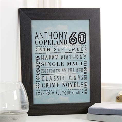 We have an extensive list of gift ideas for men turning 60. 60th Birthday Gifts & Present Ideas For Men | Chatterbox Walls