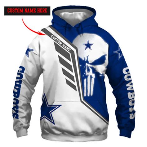 Customized Name Dallas Cowboys Punisher Skull Aop Hoodie