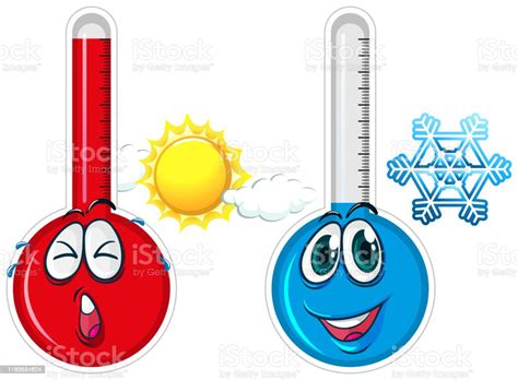 Two Thermometers Measuring Hot And Cold Stock Illustration Download