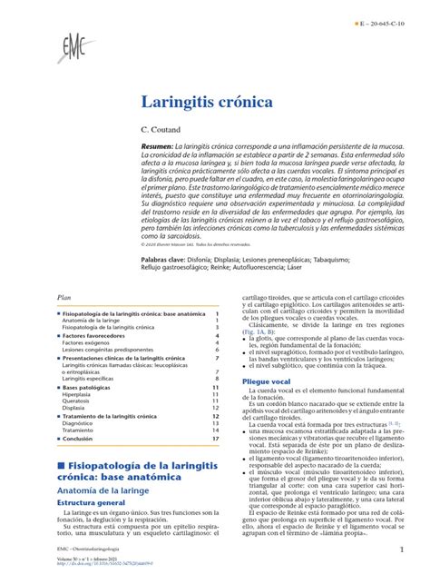 Laringitis Crónica Feb 2021 Pdf Laringe Especialidades Medicas