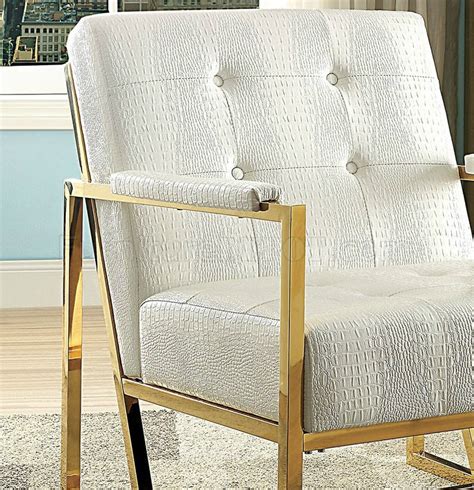 This chair would blend seamlessly with any number of decors, and its black and white plaid. Sienna Accent Chair CM-AC6262GL-WH 2Pc Set in White & Gold