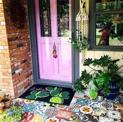 Pin By Beth Demers On Places And Spaces Boho Front Porch Stylish Doors