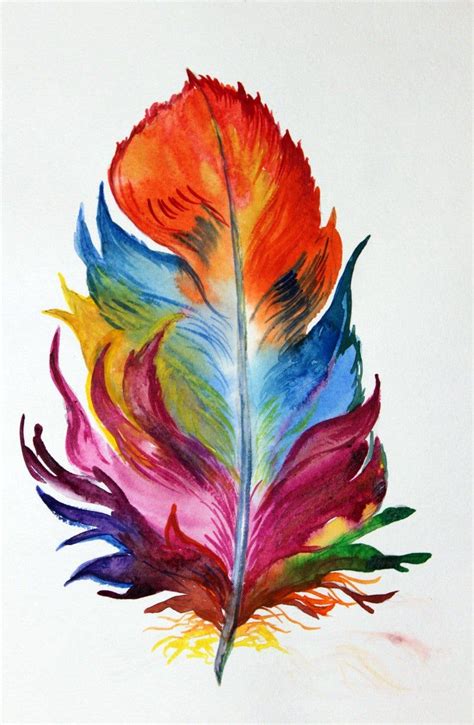 Feather Art Canvas Print Feather Watercolor Painting Etsy