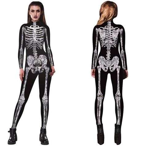 Women Skeleton Bone Frame Jumpsuit Bodysuit Fancy Dead Halloween Cosplay Costume Ebay