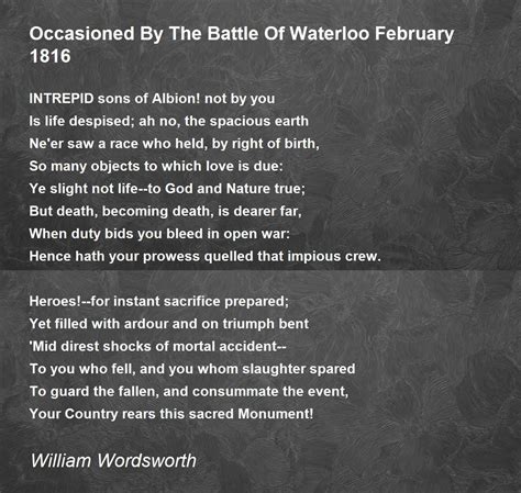 Occasioned By The Battle Of Waterloo February Occasioned By The Battle Of Waterloo