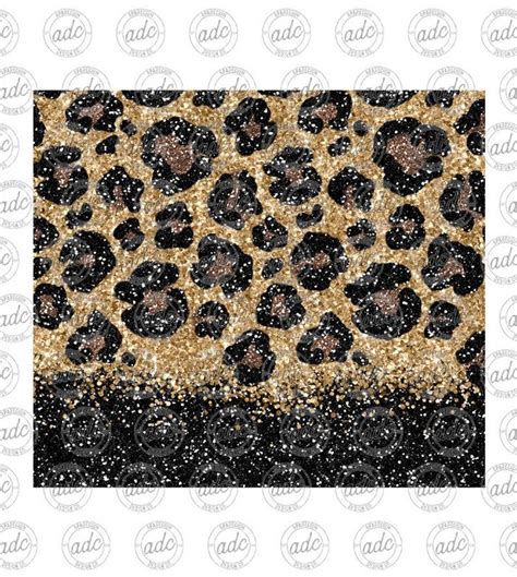 Black Glitter Leopard Print Skinny Tumbler Sublimation Design Etsy In