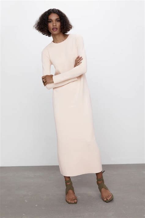 Knit Midi Dress Zara United Kingdom In 2021 Long Knitted Dress