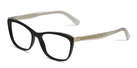 versace ve3255 black w clear prescription eyeglasses