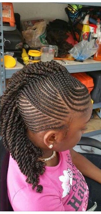 Combining a dreadlock hairstyle with the mohawk haircut is a great way of showing the best side of the two hairstyles. Little girls braided Mohawk | Girls hairstyles braids ...