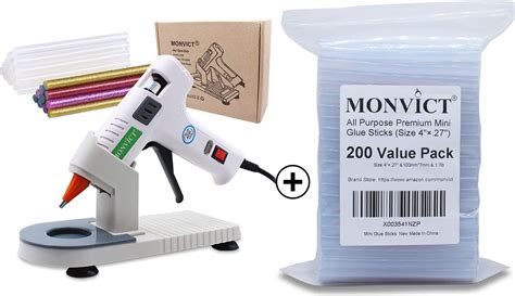 Monvict 40w Hot Glue Gun Kit And Pack Of 200 Mini Hot Glue Sticks Arts Crafts