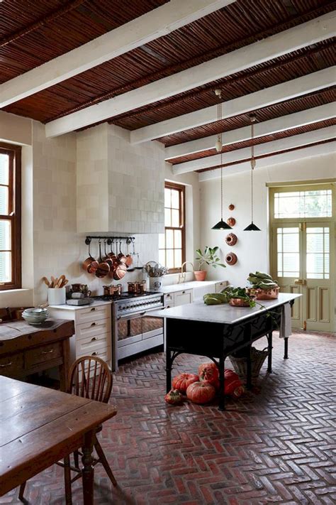 Traditional farmhouse style kitchens in rural homes had wood flooring, and hardwood flooring continues to be a popular option for the modern farmhouse kitchen. 70 Tile Floor Farmhouse Kitchen Decor Ideas | Brick floor ...