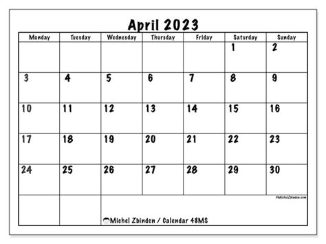 April 2023 Calendar Australia