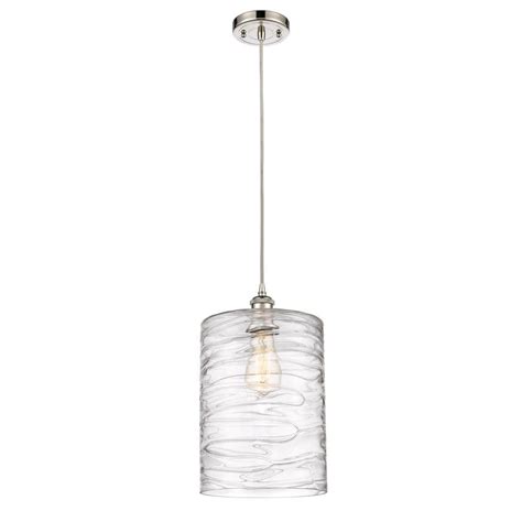 Innovations Cobbleskill 1 Light Polished Nickel Shaded Pendant Light With Deco Swirl Glass Shade