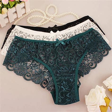 Women S Sexy Sheer Floral Lace Mid Rise Thong Panties Briefs Erotic