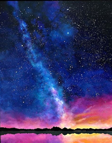 Milky Way Reflections In 2020 Galaxy Painting Milky Way Celestial Art
