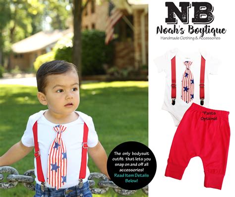 Baby Boy 4th Of July Outfit Shirt Star And Stripe Tie Set Patriotic